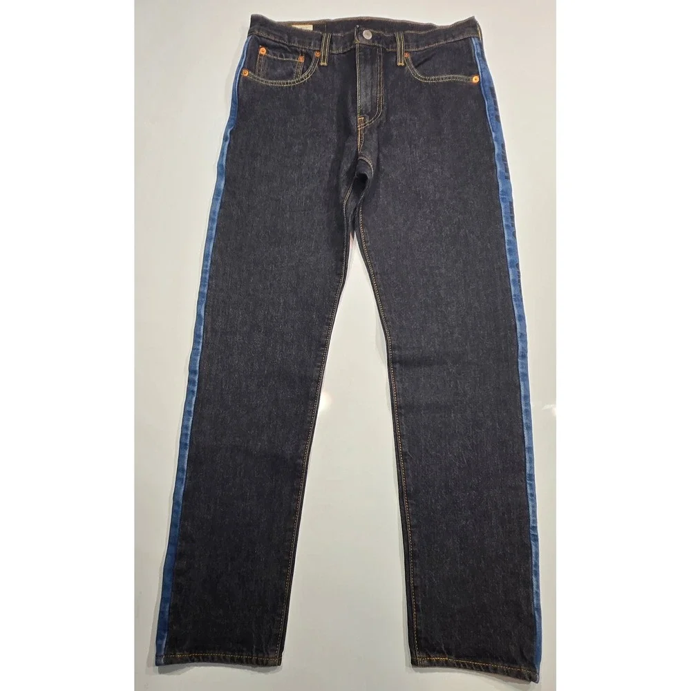 Levi's‎ Hi-Ball Roll Men's 30xL Black Denim Jeans with Blue Side Stripes - Picture 2 of 9